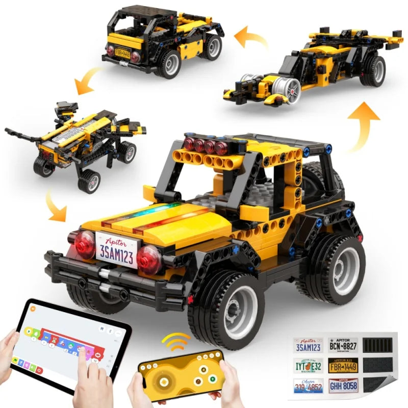 Apitor Q Robot Building Kit 20-in-1 Programmable APP RC Car Robotics Coding Kit STEM Project Educational Birthday Gifts for Kids