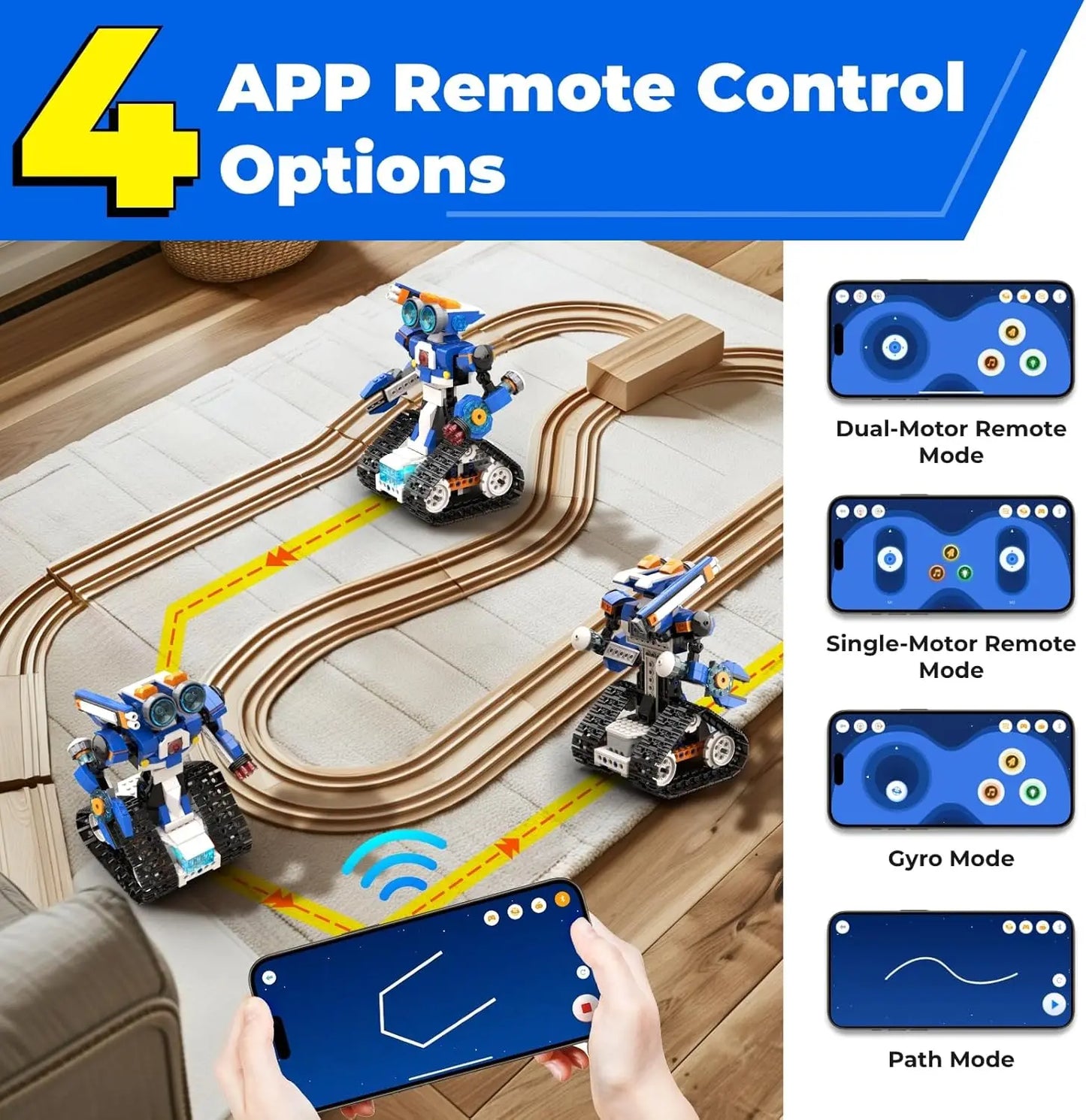 Apitor STEAM Robot Toy 6-in-1 Robot Building Kit for Boys Age 8-12 Remote Control Coding Toys Educational Robotics Gift for Kids