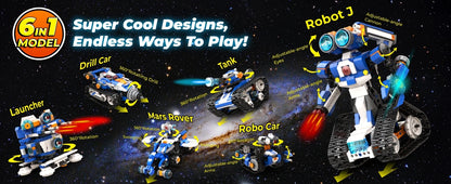 Apitor STEAM Robot Toy 6-in-1 Robot Building Kit for Boys Age 8-12 Remote Control Coding Toys Educational Robotics Gift for Kids