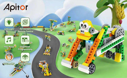 Apitor Q Robot Building Kit 20-in-1 Programmable APP RC Car Robotics Coding Kit STEM Project Educational Birthday Gifts for Kids