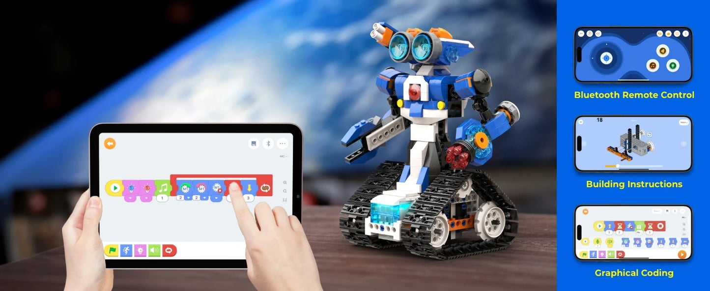 Apitor STEAM Robot Toy 6-in-1 Robot Building Kit for Boys Age 8-12 Remote Control Coding Toys Educational Robotics Gift for Kids