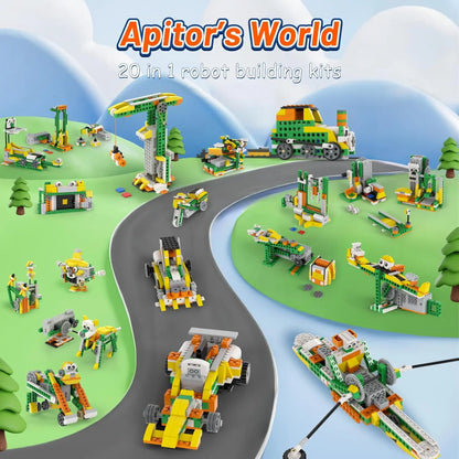 Apitor Q Robot Building Kit 20-in-1 Programmable APP RC Car Robotics Coding Kit STEM Project Educational Birthday Gifts for Kids
